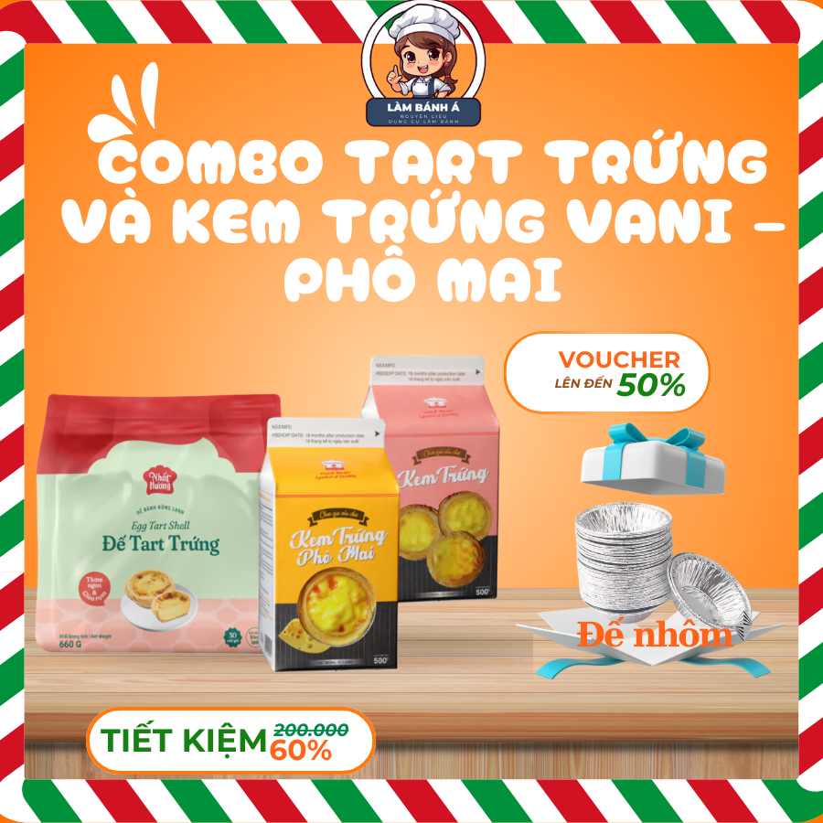 Combo Tart Trứng Và Kem Trứng Vani – Phô Mai(Combo 4)- Có Chén Nhôm