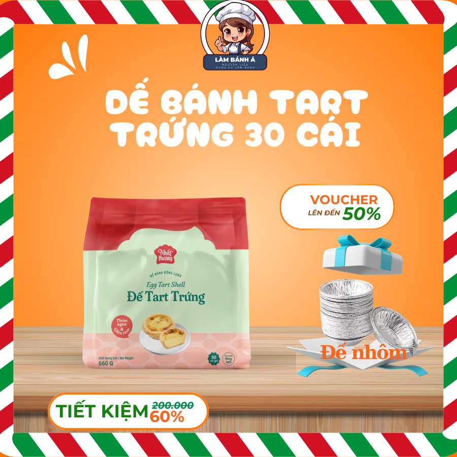 Đế Bánh Tart Trứng Nhất Hương 30 Cái- Có Chén nhôm