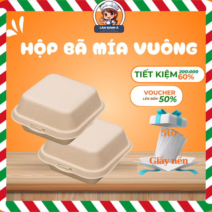 Hộp Bã Mía Vuông (B003)